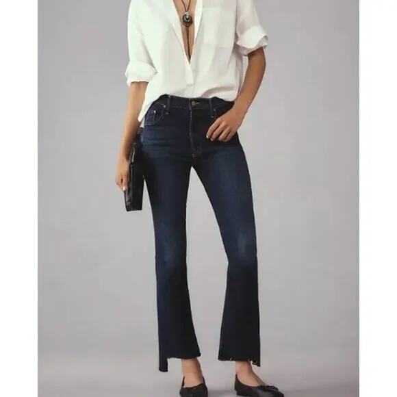 Mother The Insider Crop Step Fray High Rise Jeans Good For You Blue 26 - Picture 1 of 13